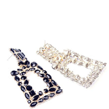Load image into Gallery viewer, Women's Rhinestone Rectangle Drop Earrings
