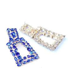 Load image into Gallery viewer, Women's Rhinestone Rectangle Drop Earrings
