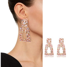 Load image into Gallery viewer, Women's Rhinestone Rectangle Drop Earrings
