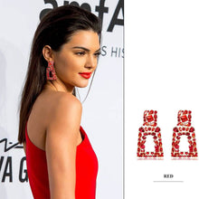 Load image into Gallery viewer, Women's Rhinestone Rectangle Drop Earrings
