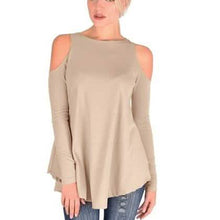 Load image into Gallery viewer, Women's Ribbed Cold-Shoulder Long-Sleeve Top - Assorted Sizes
