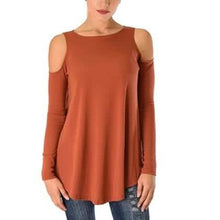 Load image into Gallery viewer, Women's Ribbed Cold-Shoulder Long-Sleeve Top - Assorted Sizes
