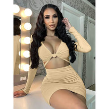 Load image into Gallery viewer, Women's Sexy Bodycon Deep V Neck Long Sleeve Cut Out Club Mini Dress
