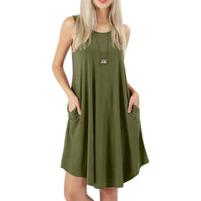 Load image into Gallery viewer, Women's Sleeveless Pockets Casual Swing T-Shirt Short Dresses
