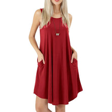 Load image into Gallery viewer, Women's Sleeveless Pockets Casual Swing T-Shirt Short Dresses
