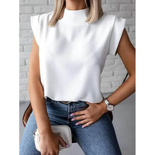 Load image into Gallery viewer, Women's Solid Color Patchwork Stand Collar Top
