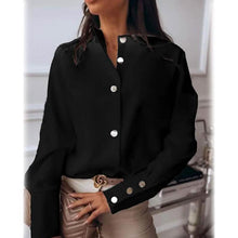 Load image into Gallery viewer, Women's Solid Colored Long Sleeve Button Standing Collar Basic Tops

