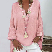 Load image into Gallery viewer, Women's Solid Colored Long Sleeve Button V Neck Basic Top

