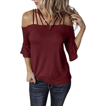 Load image into Gallery viewer, Womens Spaghetti Straps Cold Shoulder Shirts
