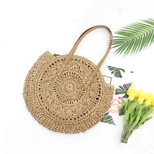 Load image into Gallery viewer, Women's Straw Tote Bag Boho Style
