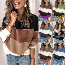 Load image into Gallery viewer, Women's Striped Patchwork Streetwear Loose Knitted Pullovers Tops
