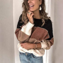 Load image into Gallery viewer, Women's Striped Patchwork Streetwear Loose Knitted Pullovers Tops
