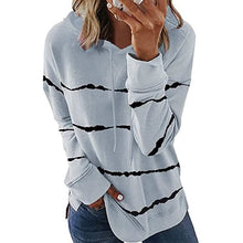 Load image into Gallery viewer, Women's Striped Printed Long Sleeve Drawstring Pullover Hoodie
