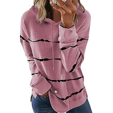 Load image into Gallery viewer, Women's Striped Printed Long Sleeve Drawstring Pullover Hoodie
