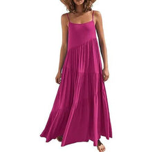 Load image into Gallery viewer, Women's Summer Casual Loose Sleeveless Spaghetti Strap Asymmetric Tiered Beach Maxi Long Dress
