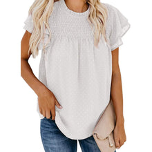 Load image into Gallery viewer, Women's Summer Cute Crewneck Lace Crochet Chiffon Blouse
