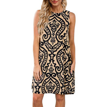 Load image into Gallery viewer, Women's Summer Sleeveless Damask Print Pocket Loose T-Shirt Cover Up Dress
