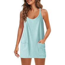 Load image into Gallery viewer, Womens Summer Sleeveless Mini Dress V Neck Spaghetti Strap with Pockets
