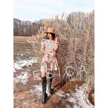 Load image into Gallery viewer, Women's Summer Wrap V Neck Bohemian Floral Print Mini Dress
