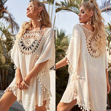 Load image into Gallery viewer, Women's Swimwear Cover Up Beach Dress Tassel Printing Hole
