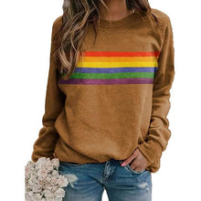 Load image into Gallery viewer, Women's T shirt Rainbow Graphic Long Sleeve Round Neck Tops
