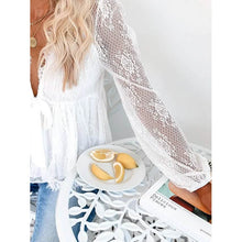Load image into Gallery viewer, Women's Tunic Blouse Eyelet Top V Neck Tops
