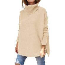Load image into Gallery viewer, Women's Turtleneck Oversized Sweaters Long Batwing Sleeve Spilt Hem Tunic
