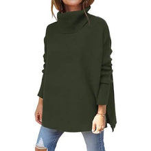 Load image into Gallery viewer, Women's Turtleneck Oversized Sweaters Long Batwing Sleeve Spilt Hem Tunic
