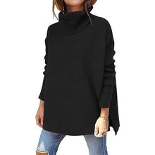 Load image into Gallery viewer, Women's Turtleneck Oversized Sweaters Long Batwing Sleeve Spilt Hem Tunic
