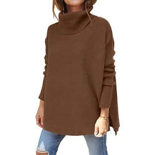 Load image into Gallery viewer, Women's Turtleneck Oversized Sweaters Long Batwing Sleeve Spilt Hem Tunic
