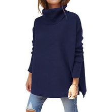 Load image into Gallery viewer, Women's Turtleneck Oversized Sweaters Long Batwing Sleeve Spilt Hem Tunic
