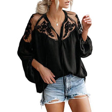Load image into Gallery viewer, Women's V-Neck Crochet Lace Top
