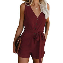 Load image into Gallery viewer, Women's V Neck Jumpsuits Casual Sleeveless Romper

