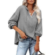Load image into Gallery viewer, Women's V-neck Pullover Hoodie Sweater
