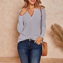 Load image into Gallery viewer, Women's V Neck Waffle Knit Henley Tops
