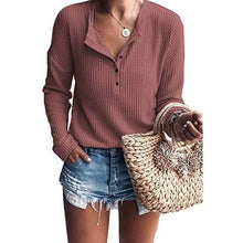Load image into Gallery viewer, Women's Waffle Knit Tunic Tops Loose Long Sleeve
