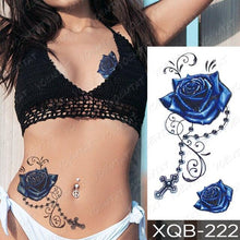 Load image into Gallery viewer, Womens Waterproof Temporary Tattoo Sticker Blue Flower Luxury Big Tatoo For Body Arm

