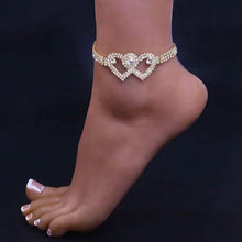 Load image into Gallery viewer, Women's White Ankle Bracelet Chandelier Heart
