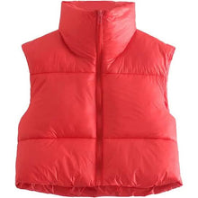 Load image into Gallery viewer, Women's Winter Crop Vest Lightweight Sleeveless Warm Outerwear Puffer Vest Padded Gilet
