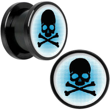 Load image into Gallery viewer, Blue Black Skull Black Anodized Screw Fit Plug Set 1/2
