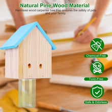 Load image into Gallery viewer, Wood Carpenter Bee Trap Outdoor Natural Pine Wood
