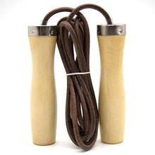 Load image into Gallery viewer, Wood Handle Leather Jump Rope Skipping Ball Bearing Classic Vintage Wooden Adjustable Jump Rope Tangle-Free With Ball Bearings And Pure Wood Handles Leather Speed Skipping Ropes Workout For Gym Home Fitness
