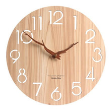 Load image into Gallery viewer, Wooden 3D Wall Clock Modern Design Nordic Room Decoration Kitchen Clock Art Hollow Wall Watch Home Decor Children's Room Decoration Kitchen Clock Art Hollow Wall Watch Home Decor 12 Inch
