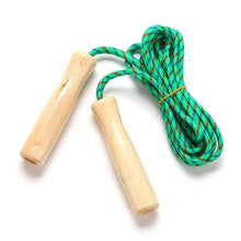 Load image into Gallery viewer, Wooden Handle Skipping Rope Adjustable Wooden Handle Cotton Braided Outdoor Fun Activity Playing Rope Wooden Grips Ideal For Workout Equipment School Supplies 2.5M

