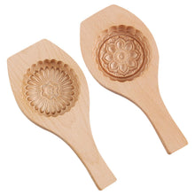 Load image into Gallery viewer, Wooden Tradition Moon Cake Molds Desserts Tools Cake Biscuit Baking Mold Three Dimensional Flower Pattern Wooden Mold Carved Round Wooden Mould Press Mooncake Mold Middle Eastern Cookie  Cake Mold
