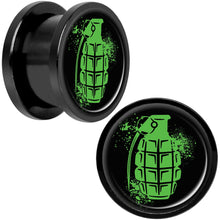 Load image into Gallery viewer, Green Grenade Black Anodized Screw Fit Plug Set 9/16
