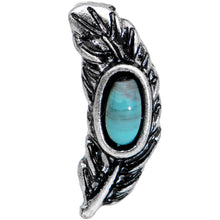 Load image into Gallery viewer, 1/4 Blue Faux Turquoise Southwestern Feather Cartilage Tragus Earring
