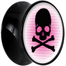 Load image into Gallery viewer, Black Acrylic Pink Black Skull Saddle Plug Set 18mm
