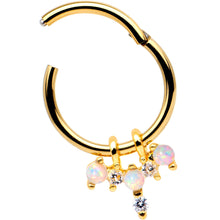 Load image into Gallery viewer, 16G 5/16 White Synthetic Opal Gold Tone Hinged Segment Ring
