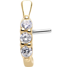 Load image into Gallery viewer, 20G Clear CZ Gem Gold IP Faux Hoop L Shaped Nose Ring
